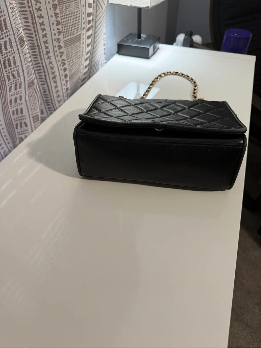 Tory Burch Black Quilted Shoulder Bag with Gold Chain